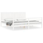 Casa si Gradina - Mobilier - Paturi si accesorii - Paturi - Cadru de pat cu tablie, alb, lemn masiv - Infinity.ro