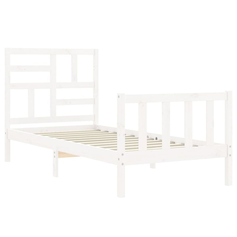 Casa si Gradina - Mobilier - Paturi si accesorii - Paturi - Cadru de pat cu tablie single mic, alb, 100x200 cm, lemn masiv - Infinity.ro
