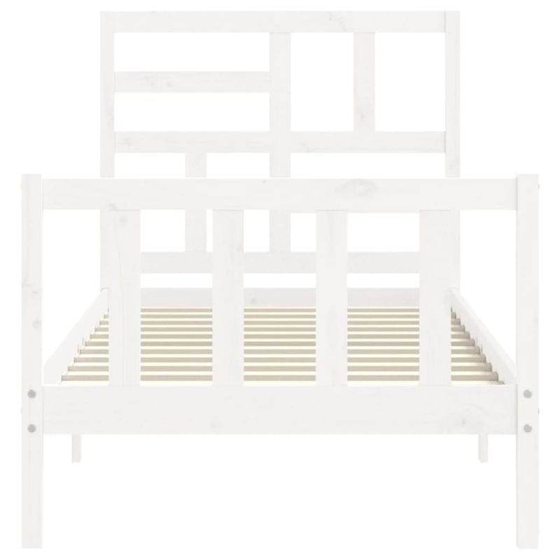 Casa si Gradina - Mobilier - Paturi si accesorii - Paturi - Cadru de pat cu tablie single mic, alb, 100x200 cm, lemn masiv - Infinity.ro
