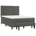 Casa si Gradina - Mobilier - Paturi si accesorii - Paturi - Pat box spring cu saltea, gri inchis, 140x190 cm, catifea - Infinity.ro