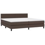 Casa si Gradina - Mobilier - Paturi si accesorii - Paturi - Pat continental cu saltea și LED, saltea și LED, maro, 200x200cm, piele ecologica, model design simplu - Infinity.ro