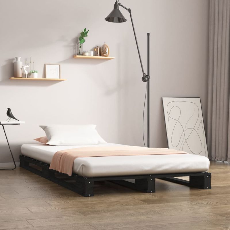 Casa si Gradina - Mobilier - Paturi si accesorii - Paturi - Pat din paleti, negru 75x190 cm lemn masiv pin - Infinity.ro