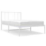 Casa si Gradina - Mobilier - Paturi si accesorii - Paturi - Cadru de pat metalic cu tablie, alb, 100x190 cm - Infinity.ro