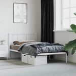 Casa si Gradina - Mobilier - Paturi si accesorii - Paturi - Cadru de pat metalic cu tablie, alb, 100x190 cm - Infinity.ro