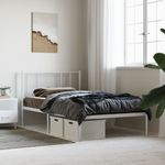 Casa si Gradina - Mobilier - Paturi si accesorii - Paturi - Cadru de pat metalic cu tablie, alb, 100x190 cm - Infinity.ro
