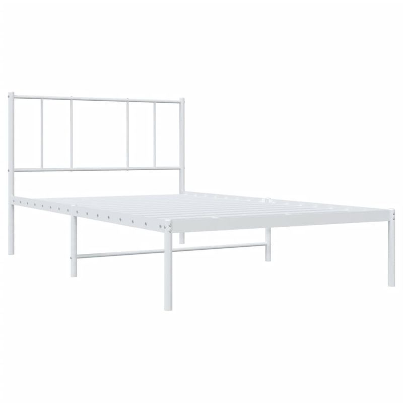 Casa si Gradina - Mobilier - Paturi si accesorii - Paturi - Cadru de pat metalic cu tablie, alb, 100x190 cm - Infinity.ro