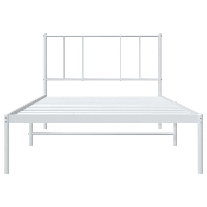 Casa si Gradina - Mobilier - Paturi si accesorii - Paturi - Cadru de pat metalic cu tablie, alb, 100x190 cm - Infinity.ro