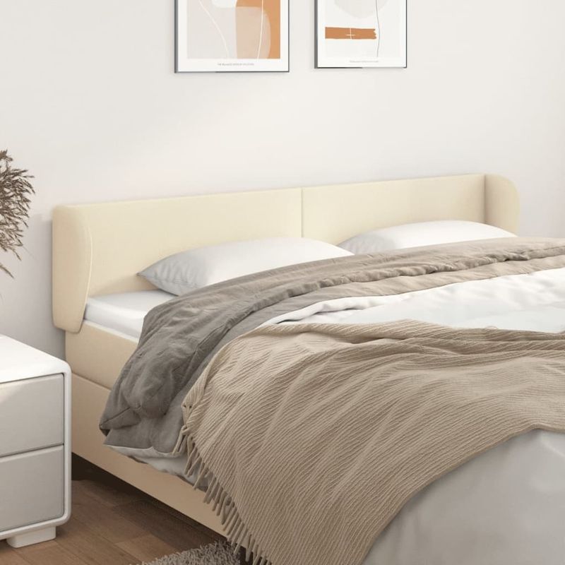 Casa si Gradina - Mobilier - Paturi si accesorii - Accesorii paturi - Tablie de pat cu aripioare crem 203x23x78/88 cm piele ecologica - Infinity.ro