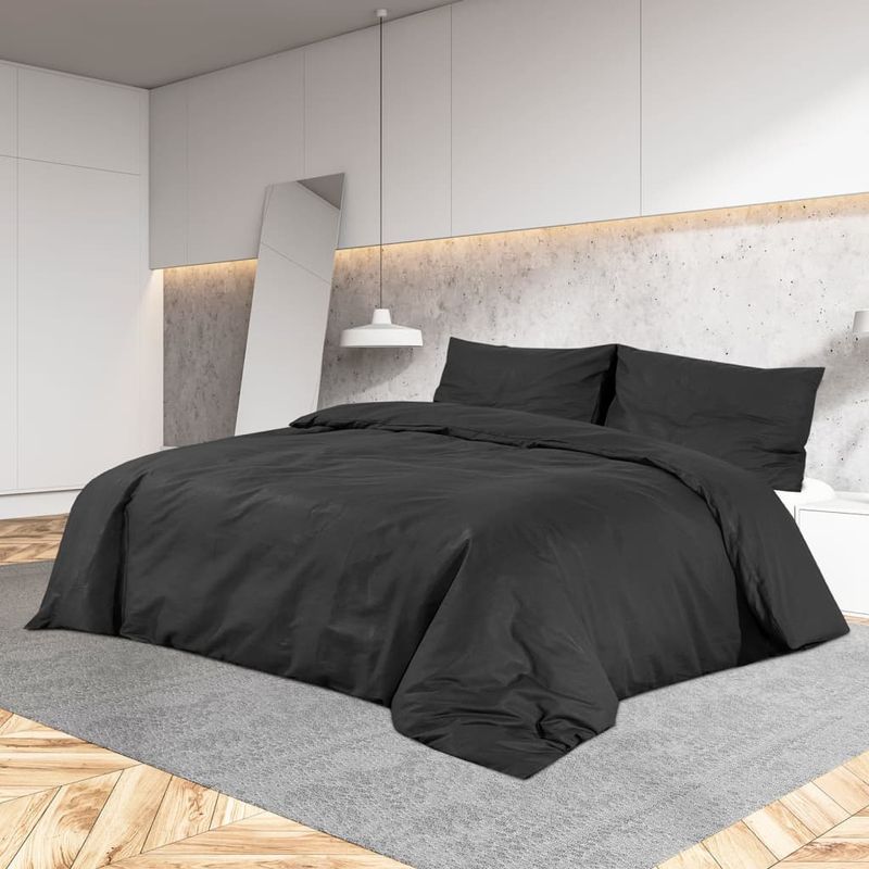 Casa si Gradina - Textile si covoare - Lenjerii de pat - Huse pilote - Set cu husa de pilota, negru, 225x220 cm, microfibra - Infinity.ro