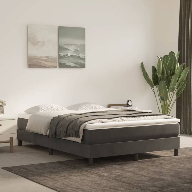 Casa si Gradina - Mobilier - Saltele si somiere - Saltele - Saltea de pat cu arcuri, gri inchis, 140x190x20 cm, catifea - Infinity.ro