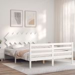 Casa si Gradina - Mobilier - Paturi si accesorii - Paturi - Cadru de pat cu tablie single mic, alb, king size, lemn masiv - Infinity.ro