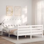 Casa si Gradina - Mobilier - Paturi si accesorii - Paturi - Cadru de pat cu tablie single mic, alb, king size, lemn masiv - Infinity.ro