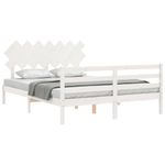 Casa si Gradina - Mobilier - Paturi si accesorii - Paturi - Cadru de pat cu tablie single mic, alb, king size, lemn masiv - Infinity.ro