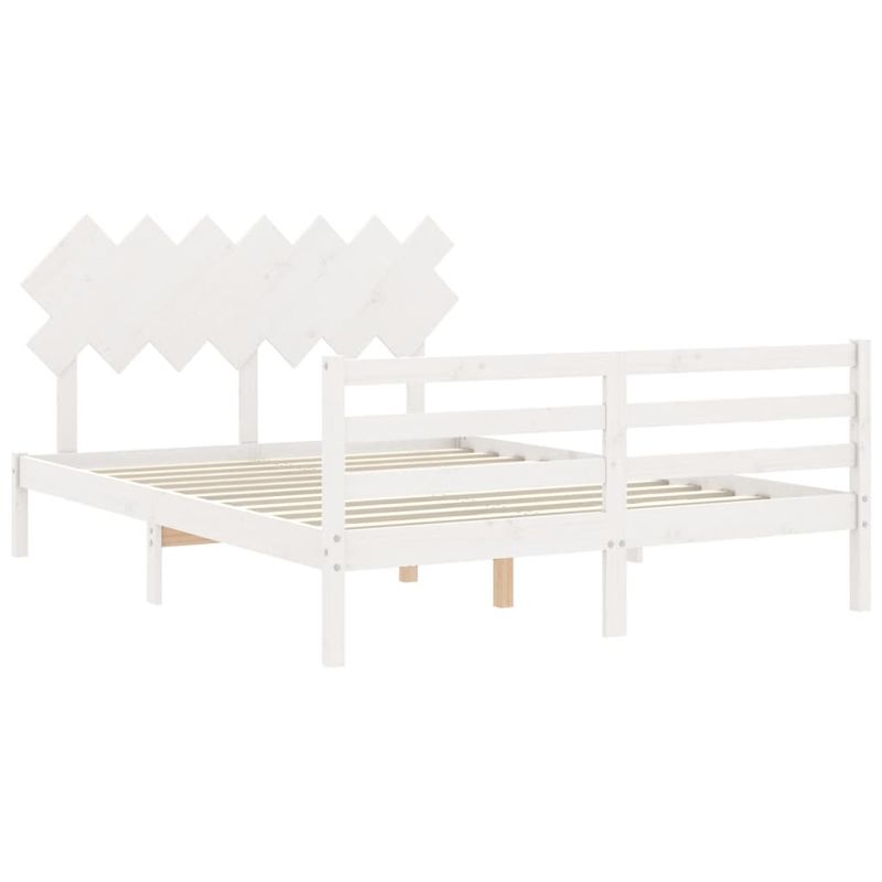 Casa si Gradina - Mobilier - Paturi si accesorii - Paturi - Cadru de pat cu tablie single mic, alb, king size, lemn masiv - Infinity.ro