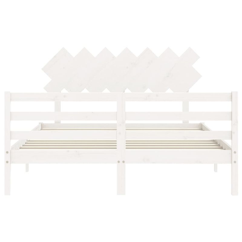 Casa si Gradina - Mobilier - Paturi si accesorii - Paturi - Cadru de pat cu tablie single mic, alb, king size, lemn masiv - Infinity.ro