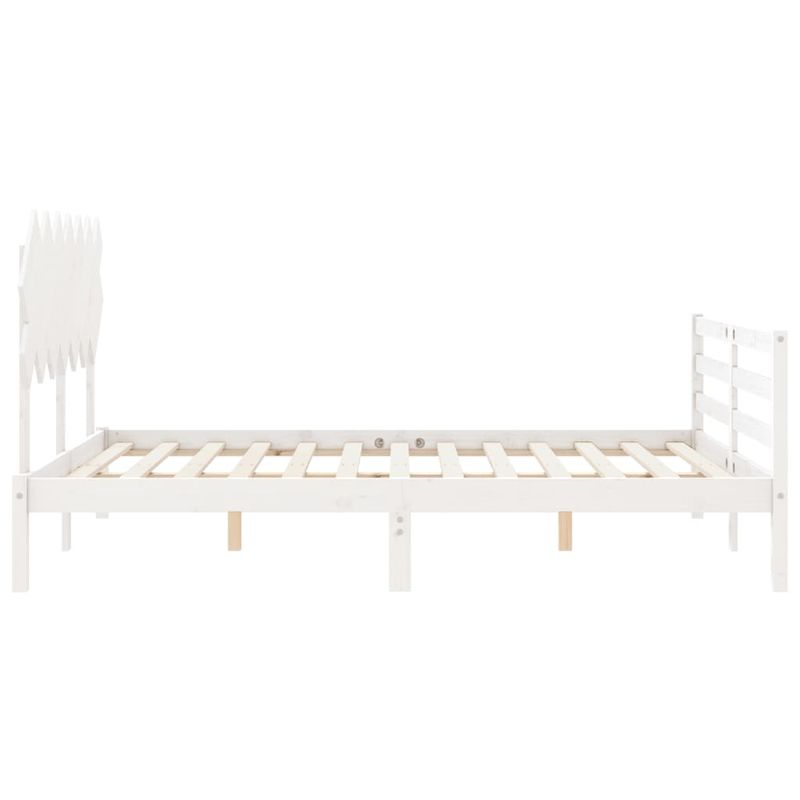 Casa si Gradina - Mobilier - Paturi si accesorii - Paturi - Cadru de pat cu tablie single mic, alb, king size, lemn masiv - Infinity.ro