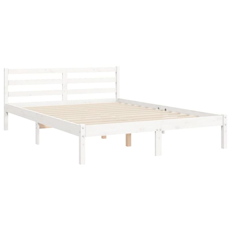 Casa si Gradina - Mobilier - Paturi si accesorii - Paturi - Cadru de pat cu tablie single mic, alb, king size, lemn masiv - Infinity.ro