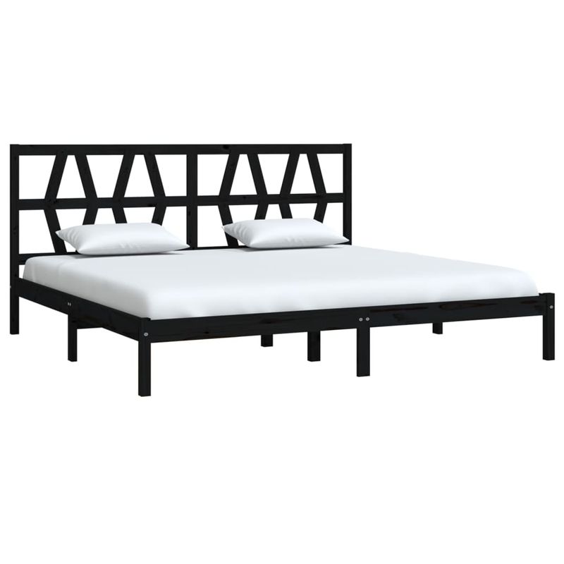 Casa si Gradina - Mobilier - Paturi si accesorii - Paturi - Cadru de pat mic single, negru, 200x200 cm, lemn masiv de pin - Infinity.ro