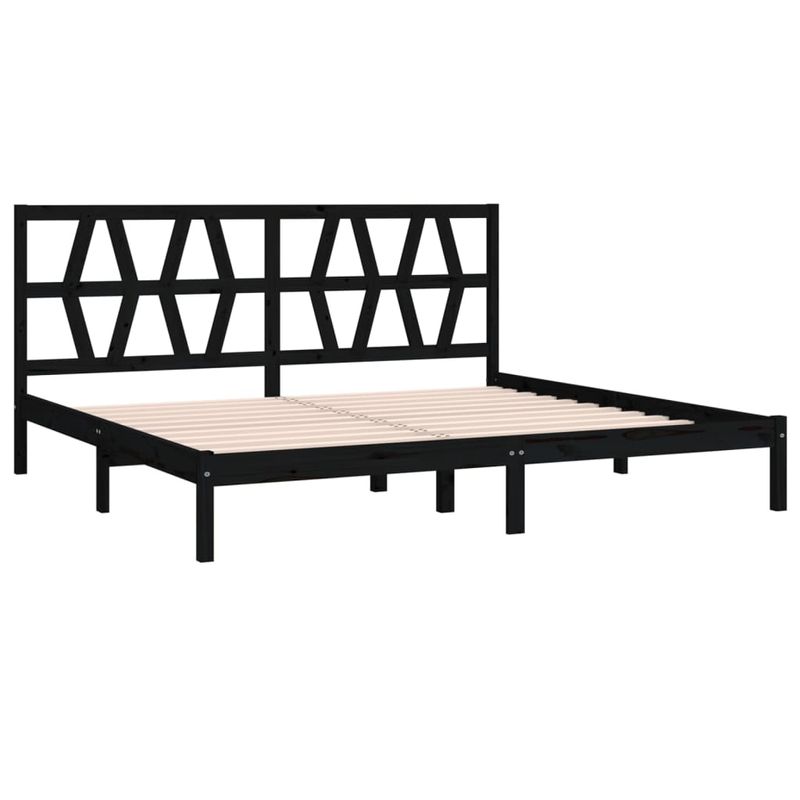 Casa si Gradina - Mobilier - Paturi si accesorii - Paturi - Cadru de pat mic single, negru, 200x200 cm, lemn masiv de pin - Infinity.ro