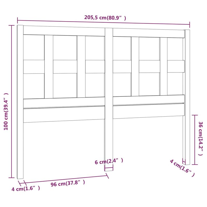 Casa si Gradina - Mobilier - Paturi si accesorii - Accesorii paturi - Tablie de pat, maro miere, 205,5x4x100 cm, lemn masiv de pin - Infinity.ro