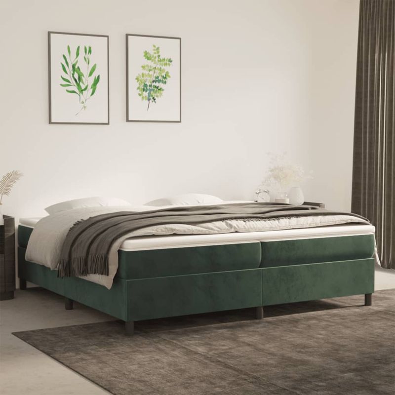 Casa si Gradina - Mobilier - Paturi si accesorii - Paturi - Cadru de pat, verde inchis, 200x200 cm, catifea - Infinity.ro
