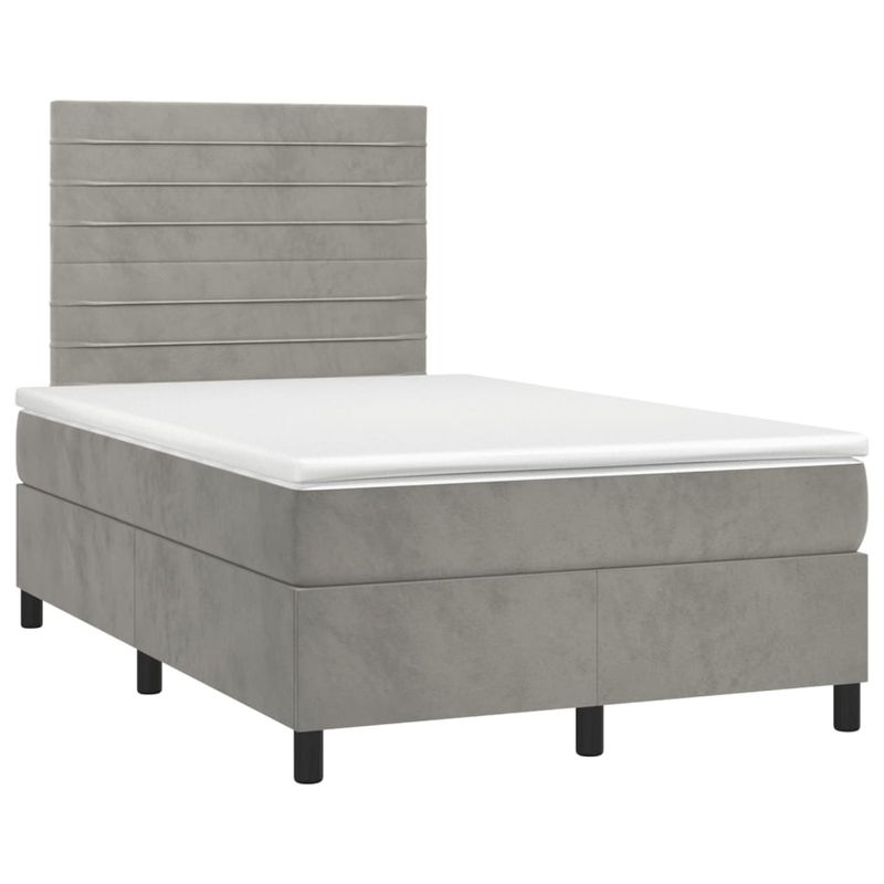 Casa si Gradina - Mobilier - Paturi si accesorii - Paturi - Pat box spring cu saltea, gri deschis, 120x200 cm, catifea - Infinity.ro