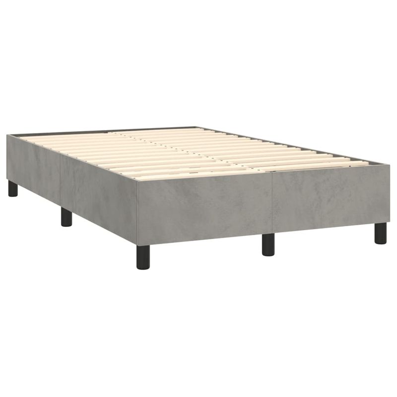 Casa si Gradina - Mobilier - Paturi si accesorii - Paturi - Pat box spring cu saltea, gri deschis, 120x200 cm, catifea - Infinity.ro