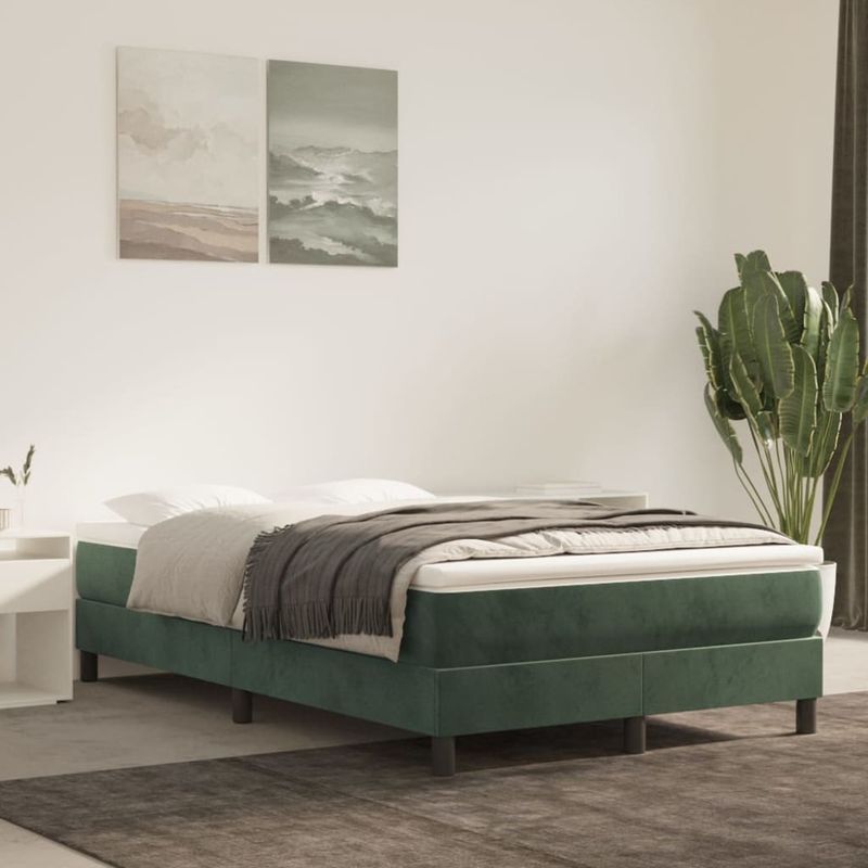 Casa si Gradina - Mobilier - Paturi si accesorii - Paturi - Cadru de pat, verde inchis, 120x200 cm, catifea - Infinity.ro