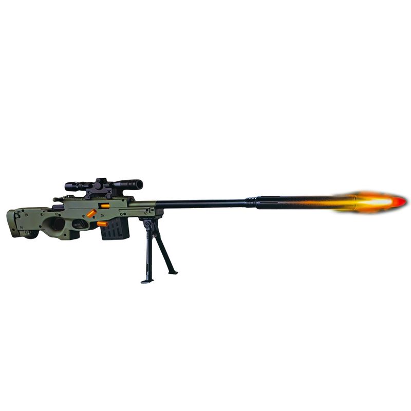 Jucarii, Copii si Bebe - Jucarii si jocuri - Jucarii de rol - Arme de jucarie - Mitraliera cu luneta + gloante - Infinity.ro