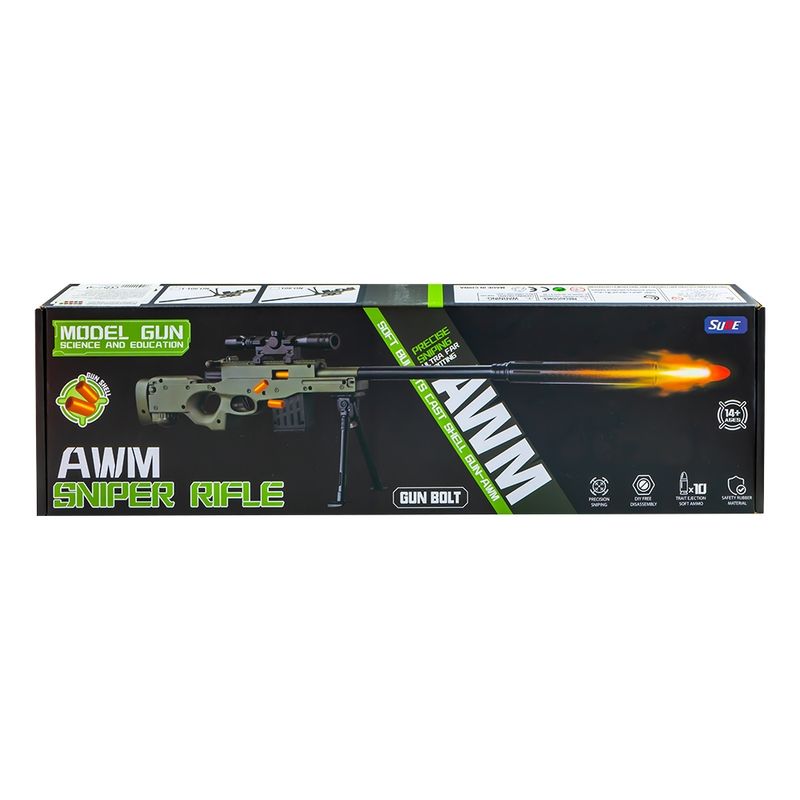 Jucarii, Copii si Bebe - Jucarii si jocuri - Jucarii de rol - Arme de jucarie - Mitraliera cu luneta + gloante - Infinity.ro