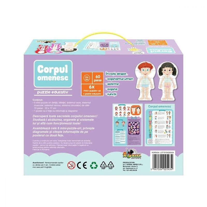 Jucarii, Copii si Bebe - Jucarii si jocuri - Jocuri si puzzle - Puzzle - Noriel puzzle - Corpul omenesc - Infinity.ro