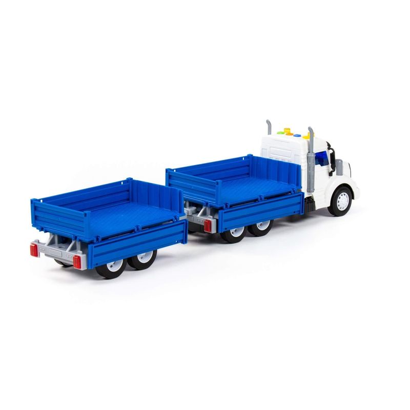 Jucarii, Copii si Bebe - Jucarii si jocuri - Vehicule si jucarii cu telecomanda - Masinute - Camion + remorca, cu lumina si sunet, 53.5 x 11.5 x 18.5 cm, Polesie - Infinity.ro