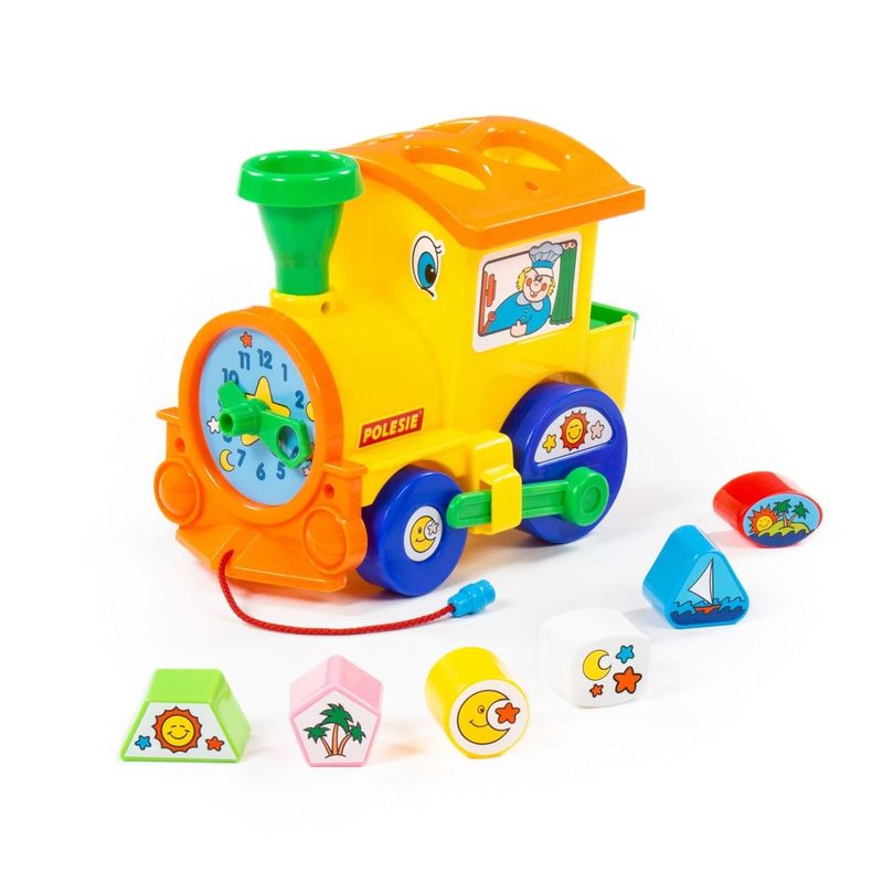 Jucarii, Copii si Bebe - Jucarii si jocuri - Vehicule si jucarii cu telecomanda - Trenulete de jucarie - Locomotiva educativa+forme, 22 x 14 x 18 cm, Cavallino - Infinity.ro