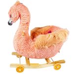 Jucarii, Copii si Bebe - Jucarii si jocuri - Jucarii de exterior - Balansoare copii - Balansoar pentru bebelusi, Flamingo, lemn + plus, cu rotile, roz, 66 cm - Infinity.ro