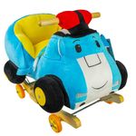 Jucarii, Copii si Bebe - Jucarii si jocuri - Jucarii de exterior - Balansoare copii - Balansoar pentru bebelusi, Masina politie, lemn + plus, cu rotile, 60 x 34 x 46 cm - Infinity.ro