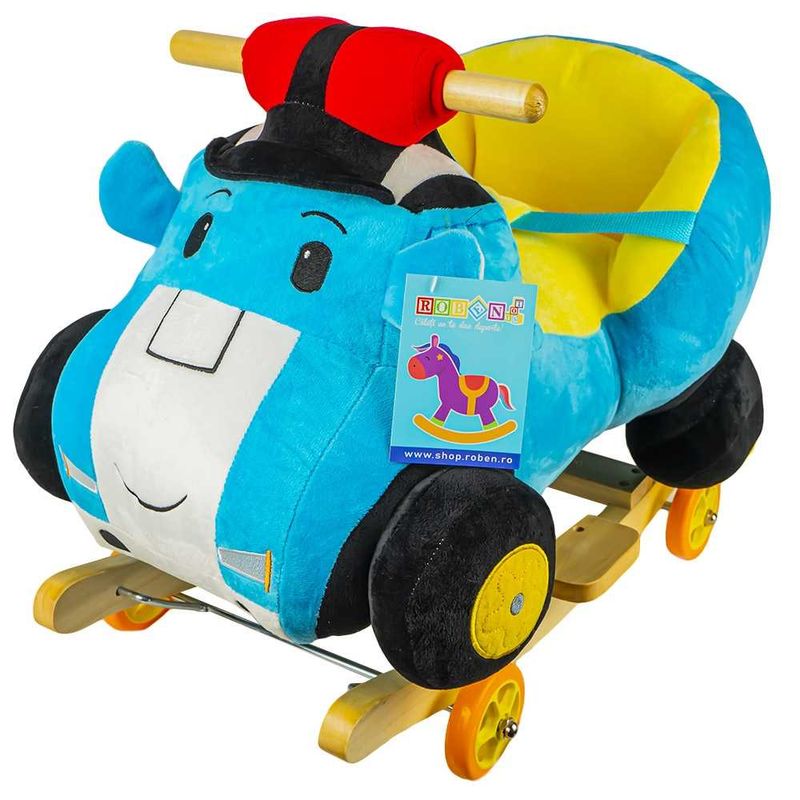Jucarii, Copii si Bebe - Jucarii si jocuri - Jucarii de exterior - Balansoare copii - Balansoar pentru bebelusi, Masina politie, lemn + plus, cu rotile, 60 x 34 x 46 cm - Infinity.ro