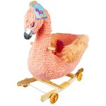 Jucarii, Copii si Bebe - Jucarii si jocuri - Jucarii de exterior - Balansoare copii - Balansoar pentru bebelusi, Flamingo, lemn + plus, cu rotile, roz, 66 cm - Infinity.ro