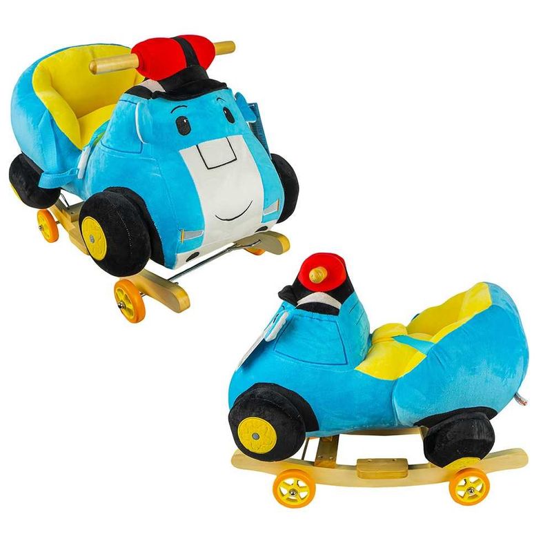 Jucarii, Copii si Bebe - Jucarii si jocuri - Jucarii de exterior - Balansoare copii - Balansoar pentru bebelusi, Masina politie, lemn + plus, cu rotile, 60 x 34 x 46 cm - Infinity.ro
