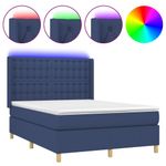Casa si Gradina - Mobilier - Paturi si accesorii - Paturi - Pat cu arcuri, saltea si LED, albastru, 140x190 cm, textil - Infinity.ro