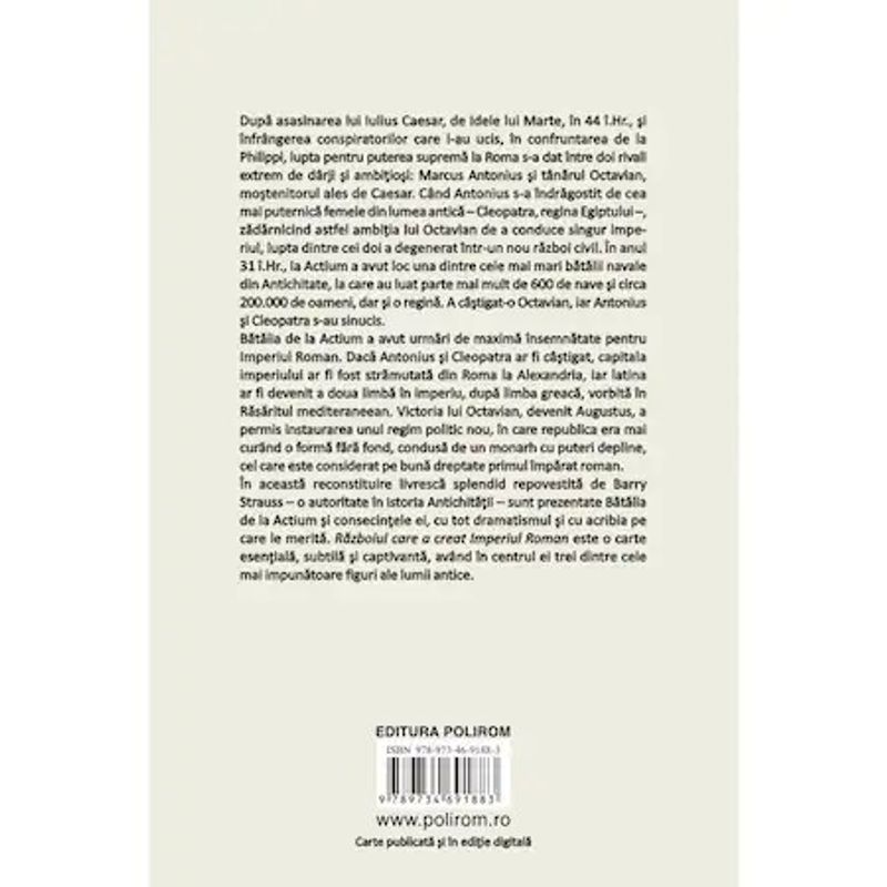 Carti si Birotica - Carti - Istorie - Razboiul care a creat Imperiul Roman - Barry Strauss - Infinity.ro