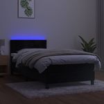 Casa si Gradina - Mobilier - Paturi si accesorii - Paturi - Pat continental cu saltea și LED, saltea și LED, negru, 90x190 cm, catifea, model cu blocuri pătrate - Infinity.ro