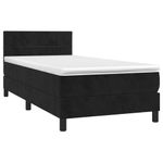 Casa si Gradina - Mobilier - Paturi si accesorii - Paturi - Pat continental cu saltea și LED, saltea și LED, negru, 90x190 cm, catifea, model cu blocuri pătrate - Infinity.ro
