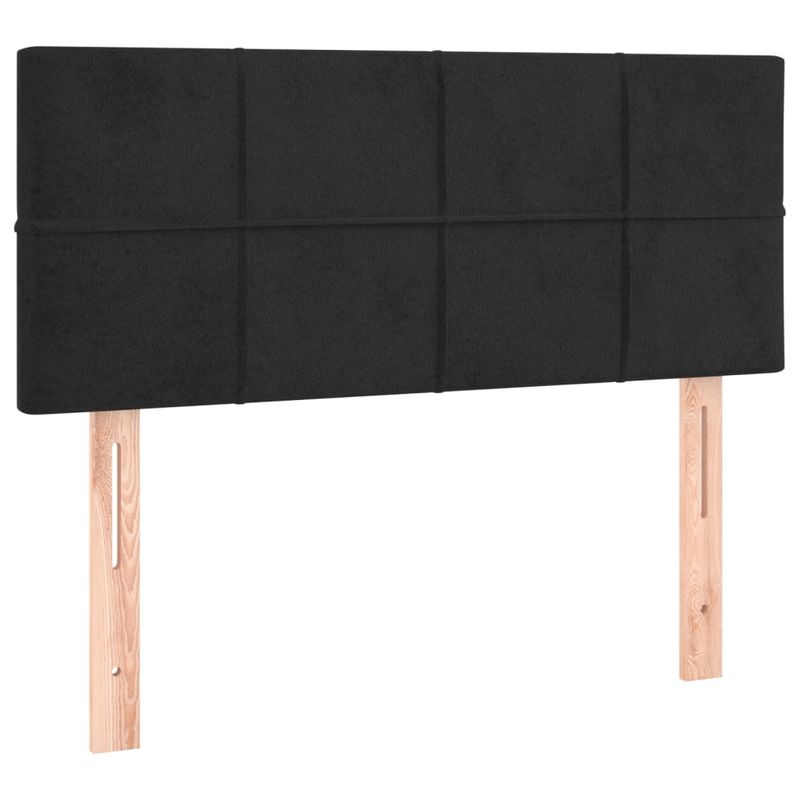Casa si Gradina - Mobilier - Paturi si accesorii - Paturi - Pat continental cu saltea și LED, saltea și LED, negru, 90x190 cm, catifea, model cu blocuri pătrate - Infinity.ro