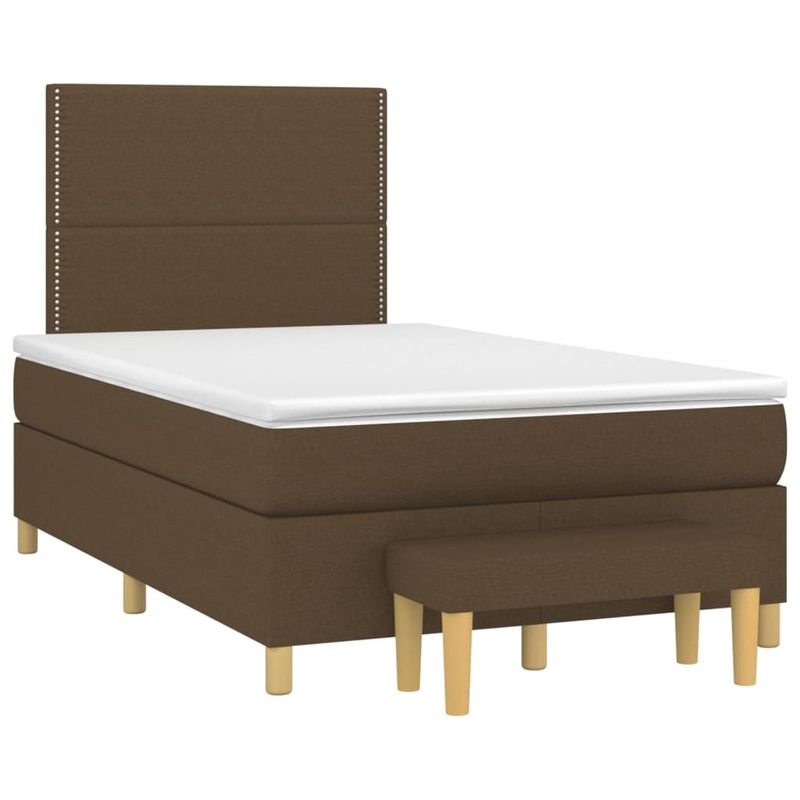 Casa si Gradina - Mobilier - Paturi si accesorii - Paturi - Pat box spring cu saltea, maro inchis, 120x200 cm, textil - Infinity.ro