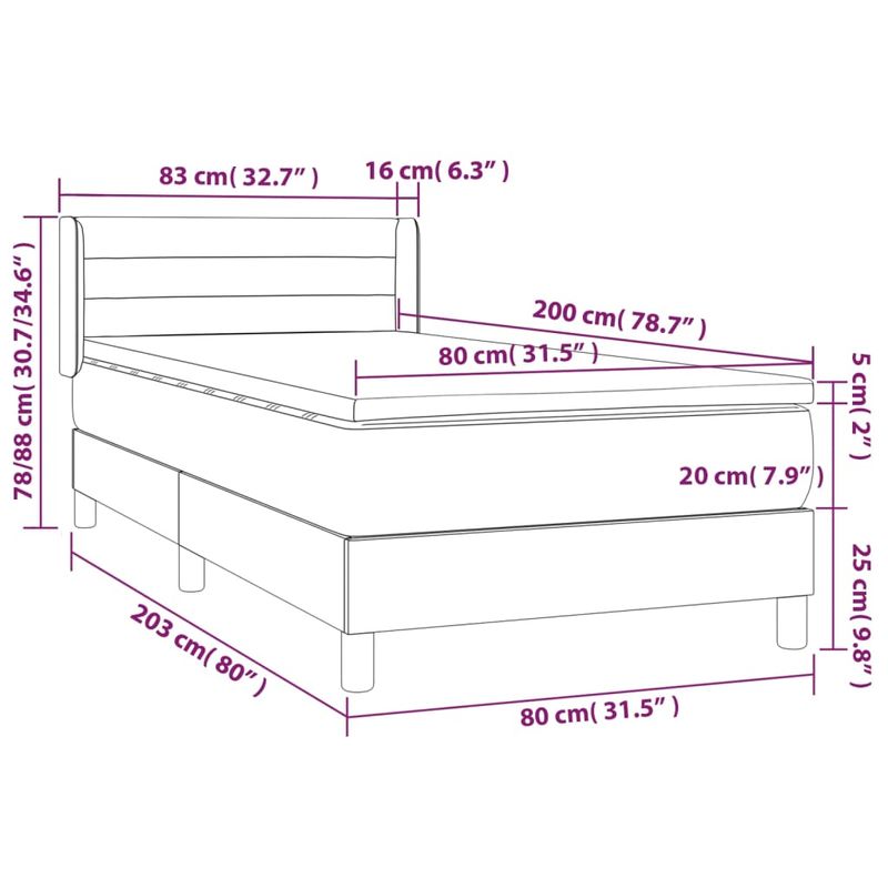 Casa si Gradina - Mobilier - Paturi si accesorii - Paturi - Pat continental cu saltea, verde inchis, 80x200 cm, catifea - Infinity.ro