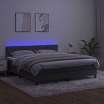 Casa si Gradina - Mobilier - Paturi si accesorii - Paturi - Pat cu arcuri, saltea si LED, gri inchis, 160x200 cm, catifea - Infinity.ro