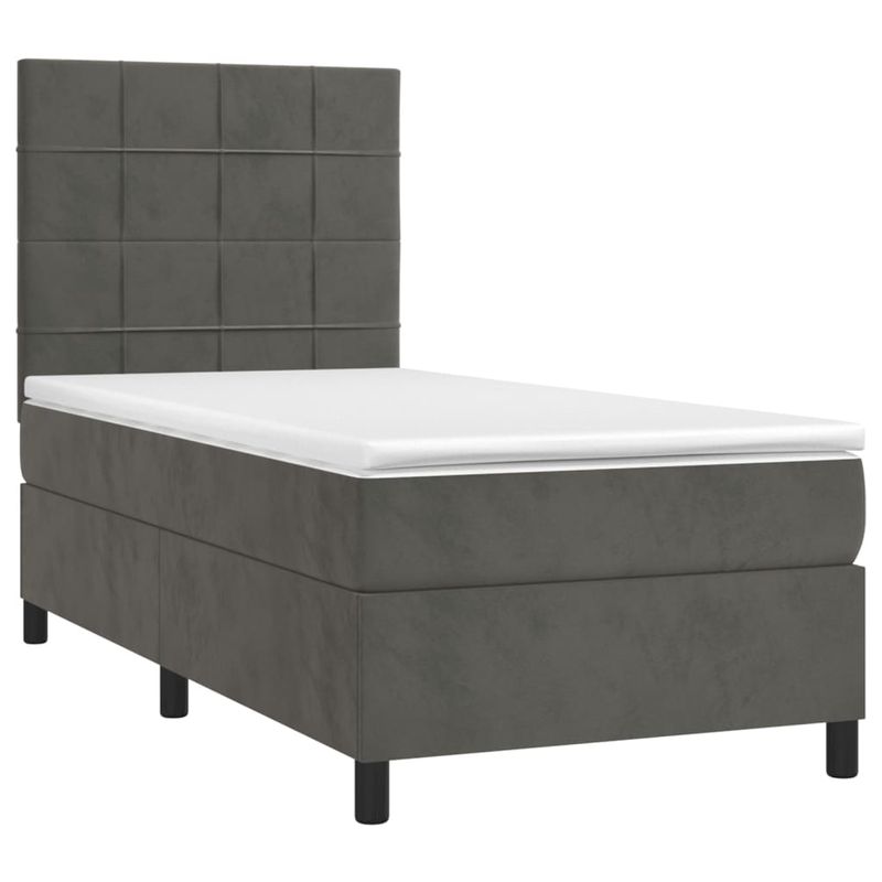 Casa si Gradina - Mobilier - Paturi si accesorii - Paturi - Pat continental cu saltea si LED, gri inchis, 80x200 cm catifea - Infinity.ro