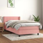 Casa si Gradina - Mobilier - Paturi si accesorii - Paturi - Pat box spring cu saltea, roz, 80x200 cm, catifea - Infinity.ro