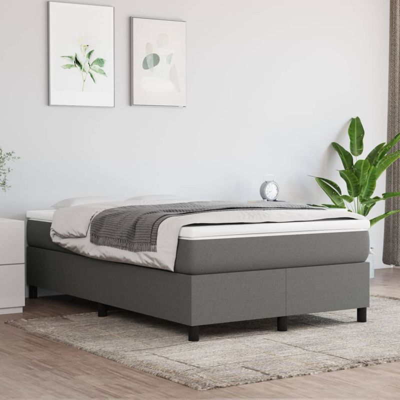 Casa si Gradina - Mobilier - Paturi si accesorii - Paturi - Cadru de pat box spring, gri inchis, 120x200 cm, material textil, înălțime 35 cm - Infinity.ro