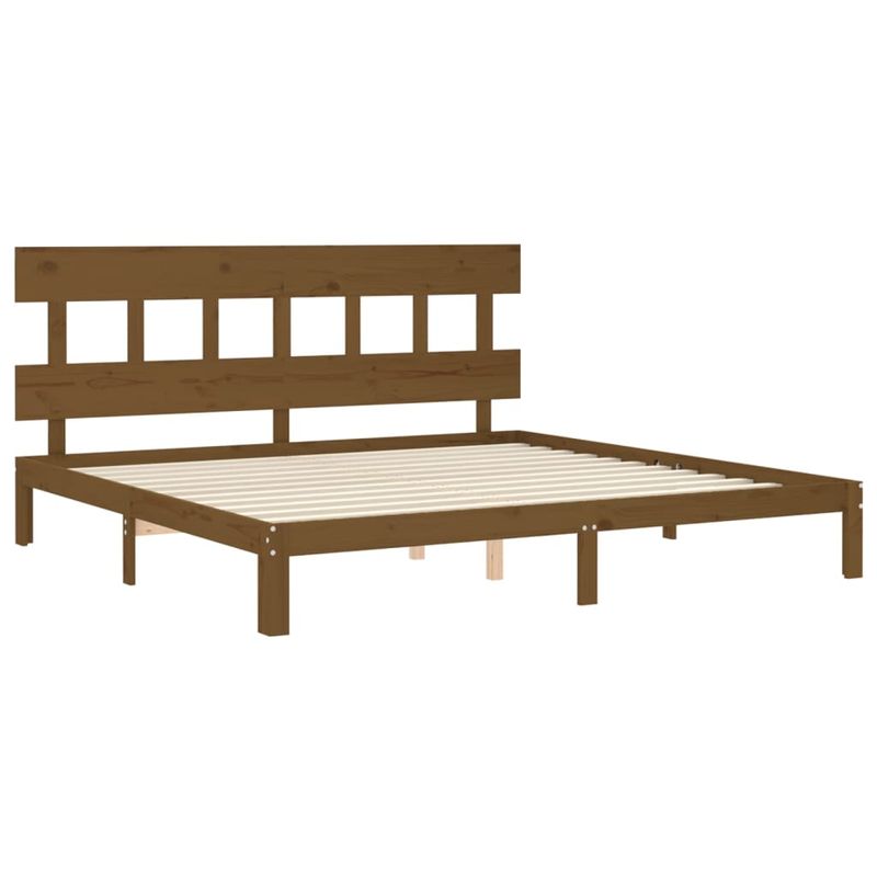 Casa si Gradina - Mobilier - Paturi si accesorii - Paturi - Cadru de pat cu tablie single mic, maro miere, 200x200 cm, lemn masiv - Infinity.ro